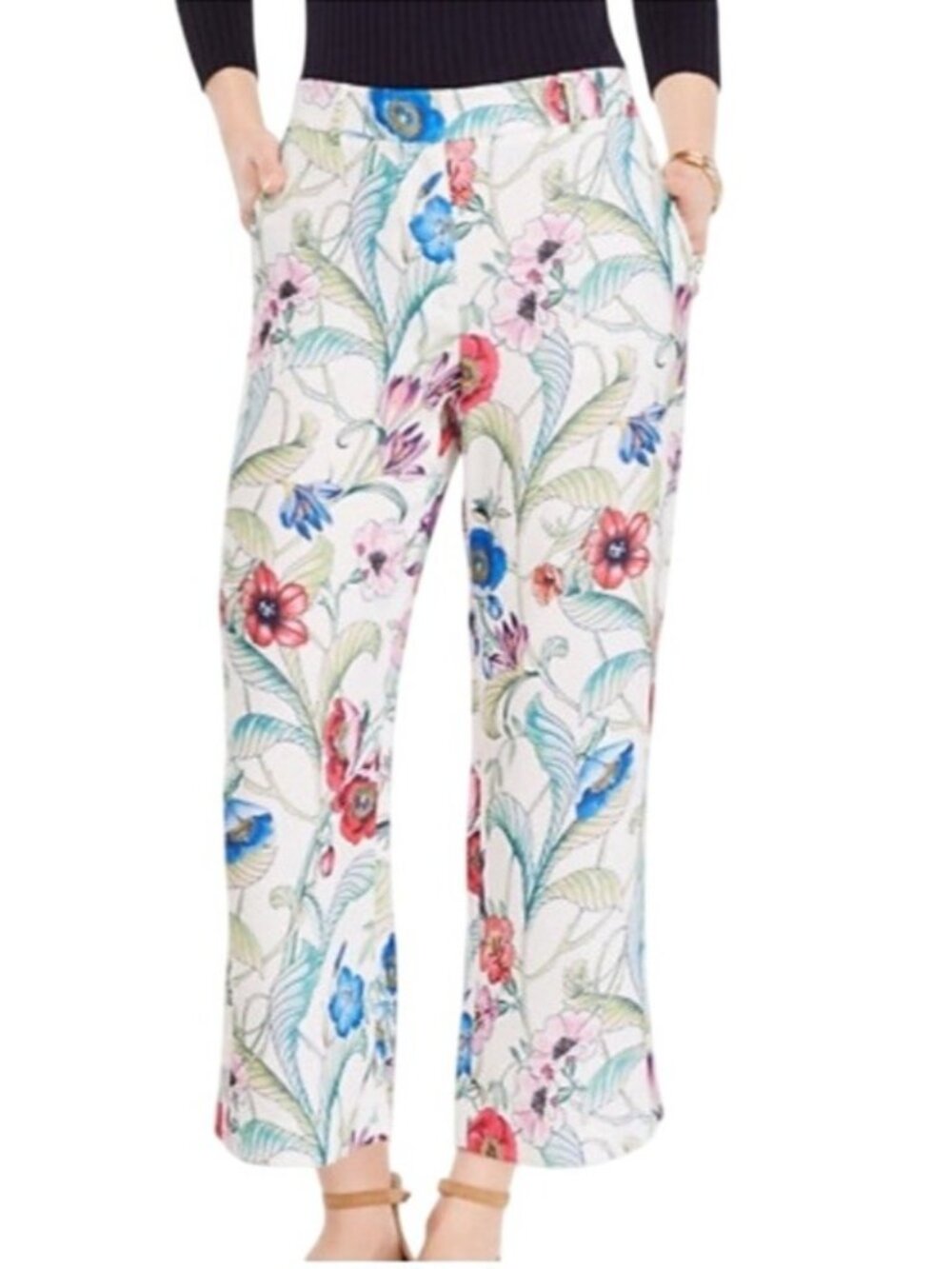Ann Taylor Palazzo Floral Vibrant Multicolor Print Pants Women’s 4 Wide Leg NWT